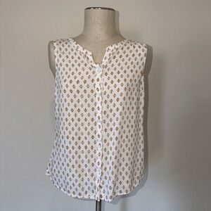 Eddie Bauer Top Women's Medium Sleeveless Tank Button Up Blouse 100% Rayon